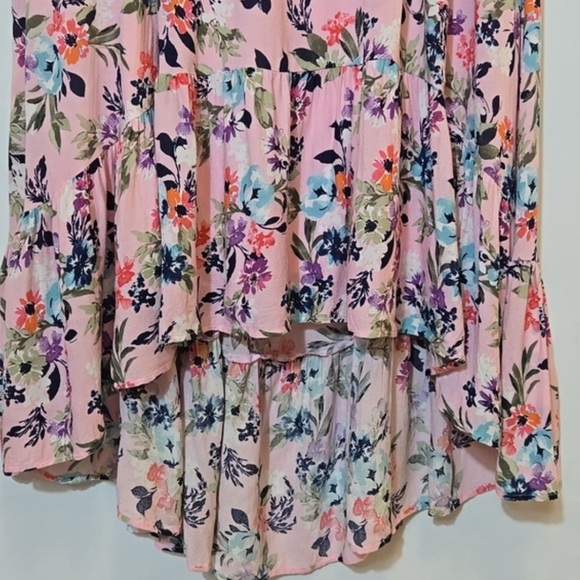 Torrid Floral Smocked Gauzy High Low Dress 2X Easter Spring Summer Pink Floral - Picture 8 of 15